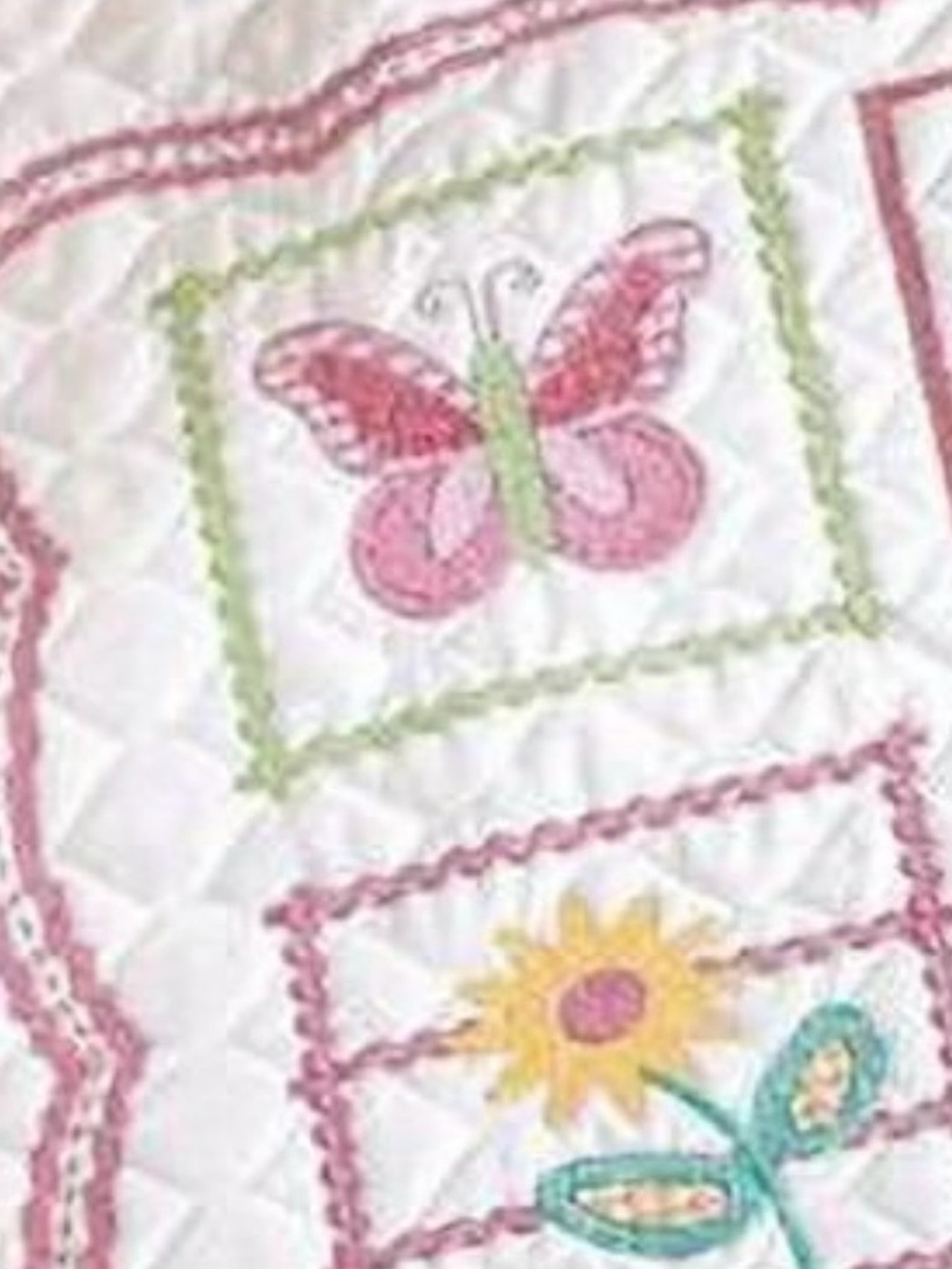 Bucilla "Sophie" Flowers and Butterflies Stamped Cross Stitch Crib Cover Kit - Picture 2 of 10